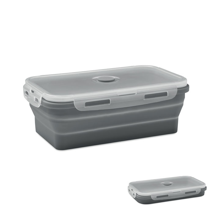 Lunchbox publicitaire en silicone pliable 1,2L KOLAPSO gris pierre